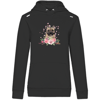 Flower Französische Bulldoge - Bio-Hoodie für Damen