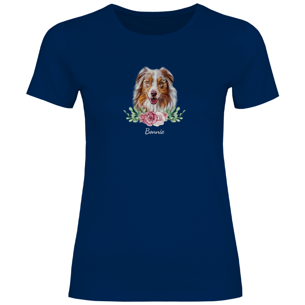 Flower Australian Shepherd - T-Shirt für Damen-Dein Wunschtext