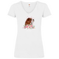 Flower Dog -V-Shirt für Damen - Dein Wunschtext