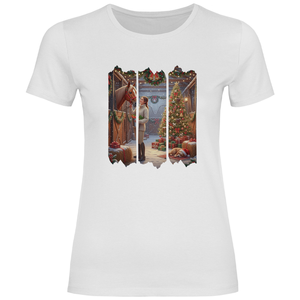 Weihnachtszauber im Stall - T-Shirt für Damen