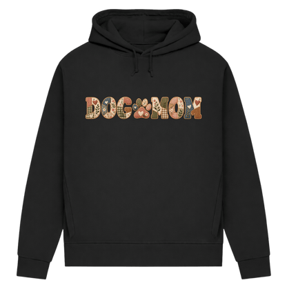 DOG MOM Damen Bio-Hoodie – Liebe auf vier Pfoten im Patchwork-Look