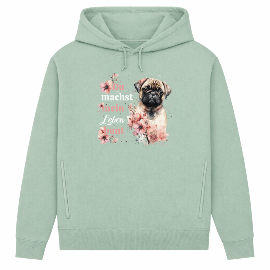 Pastell Mops – Hoodie aus Bio-Baumwolle für Damen