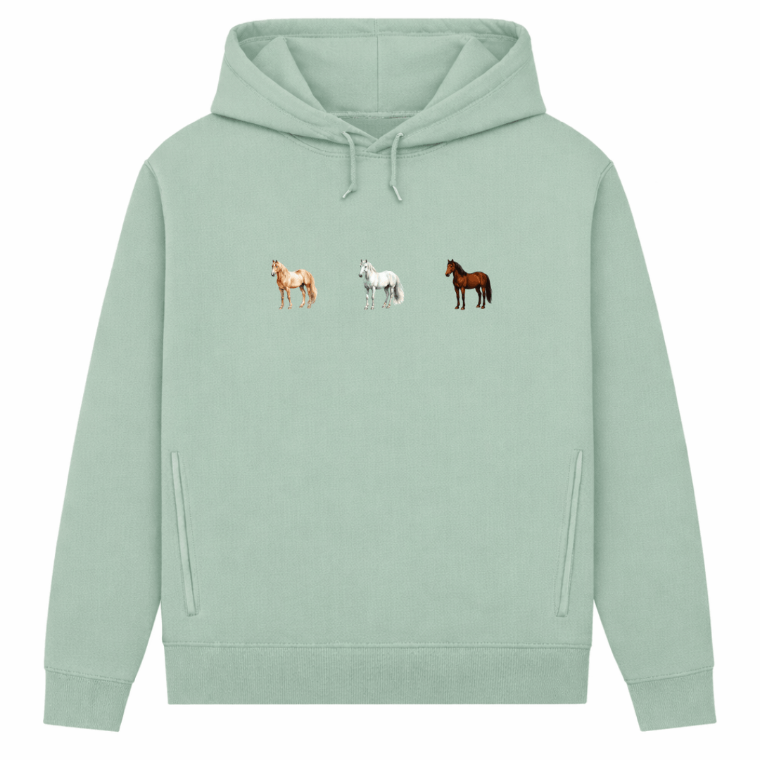 Pferde Trio – Hoodie aus Bio-Baumwolle für Damen