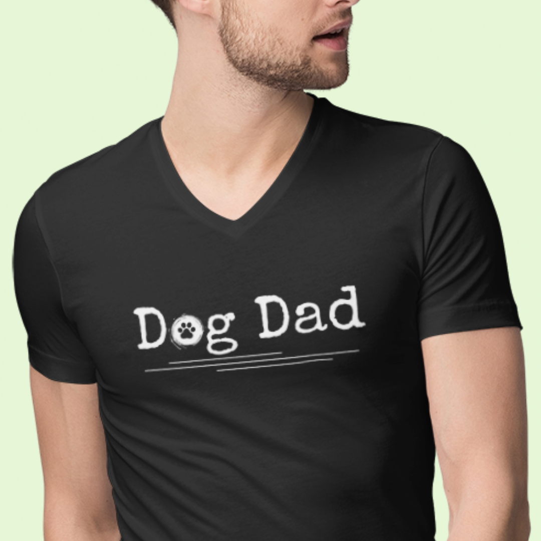 Herren Basic V-Neck T-Shirt Dog Dad