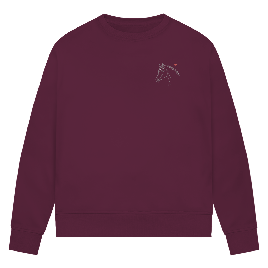 Herzenspferd - Bio-Sweatshirt für Damen |Brustmotiv