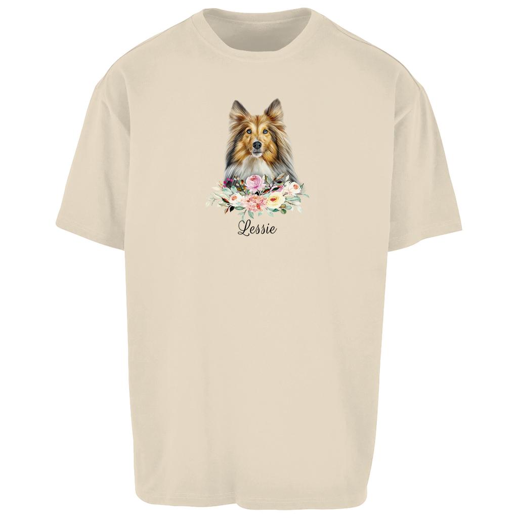 Flower Sheltie - Oversize T-Shirt Unisex - Dein Wunschtext