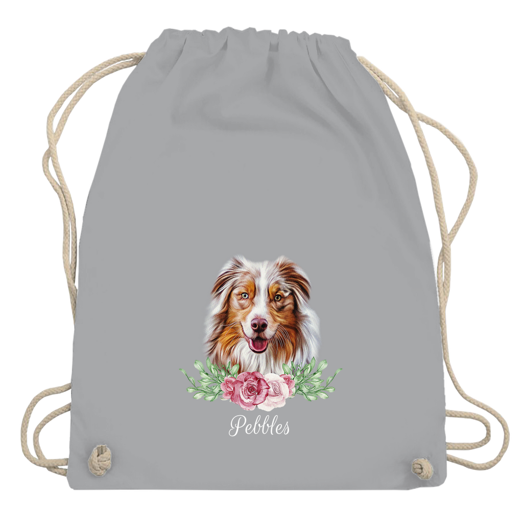 Flower Australian Shepherd - Turnbeutel - Dein Wunschtext