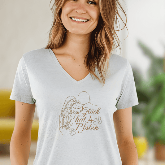 Vier Pfoten - V-Shirt für Damen