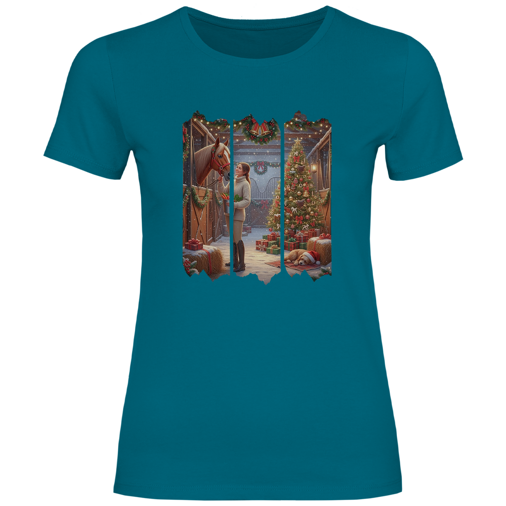 Weihnachtszauber im Stall - T-Shirt für Damen