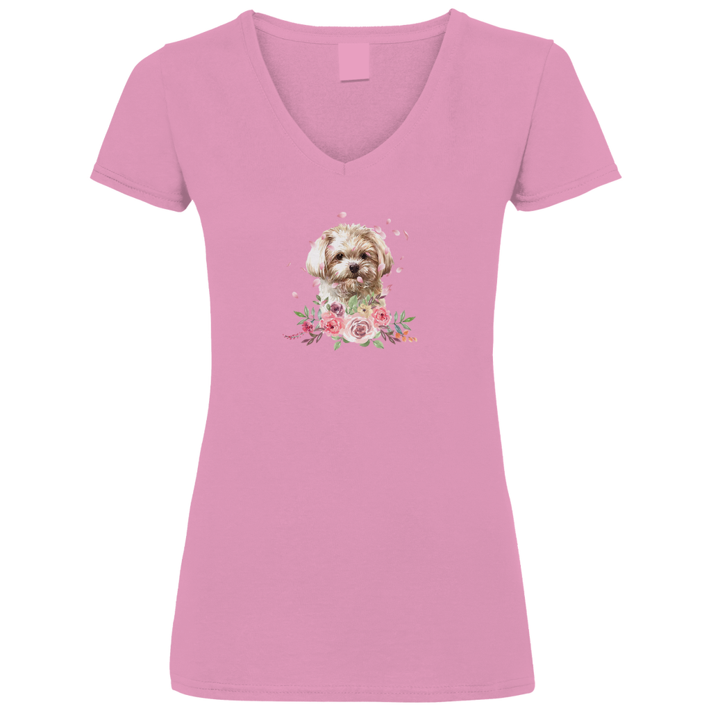 Flower Malteser - V-Shirt für Damen