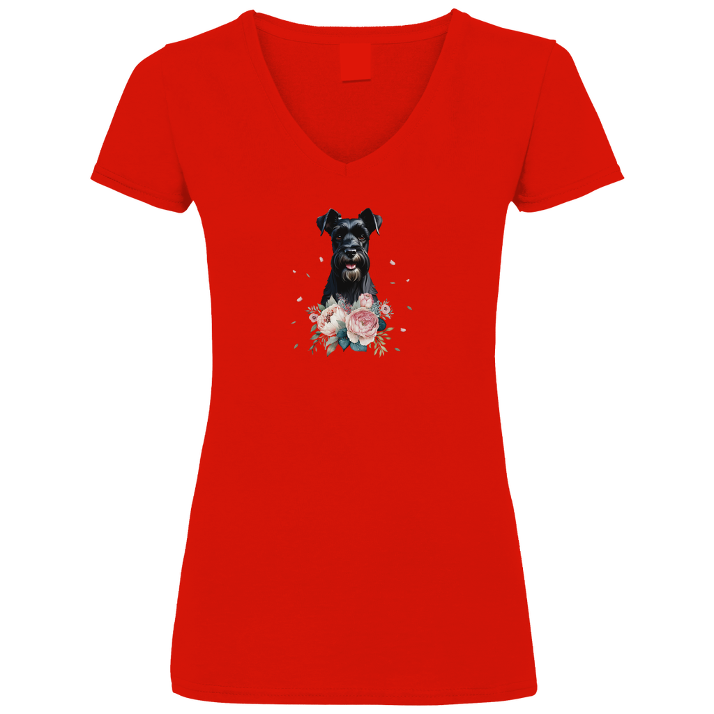 Flower Schnauzer - V-Shirt für Damen