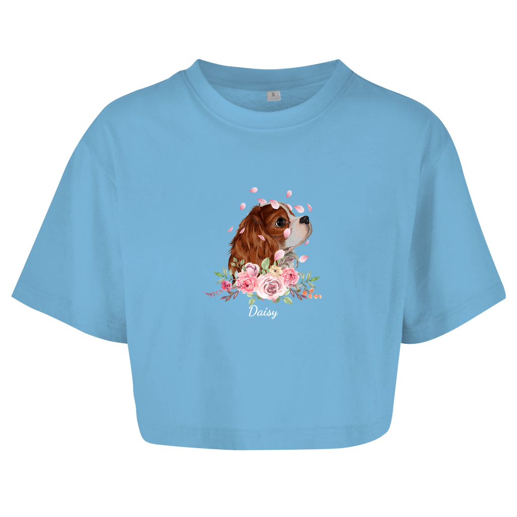 Flower Cavalier King Charles - Oversize Crop Top-Dein Wunschtext