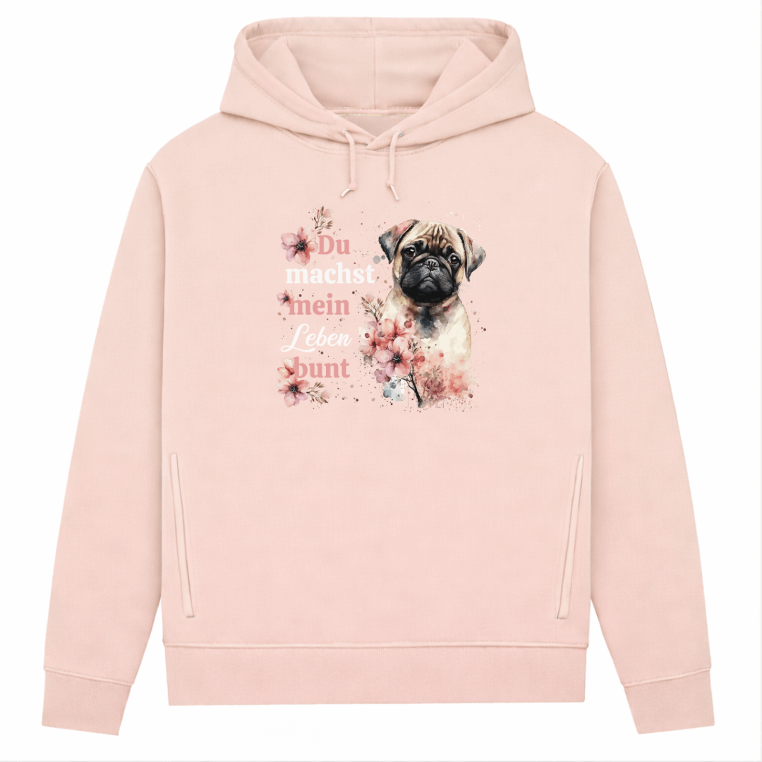 Pastell Mops – Hoodie aus Bio-Baumwolle für Damen