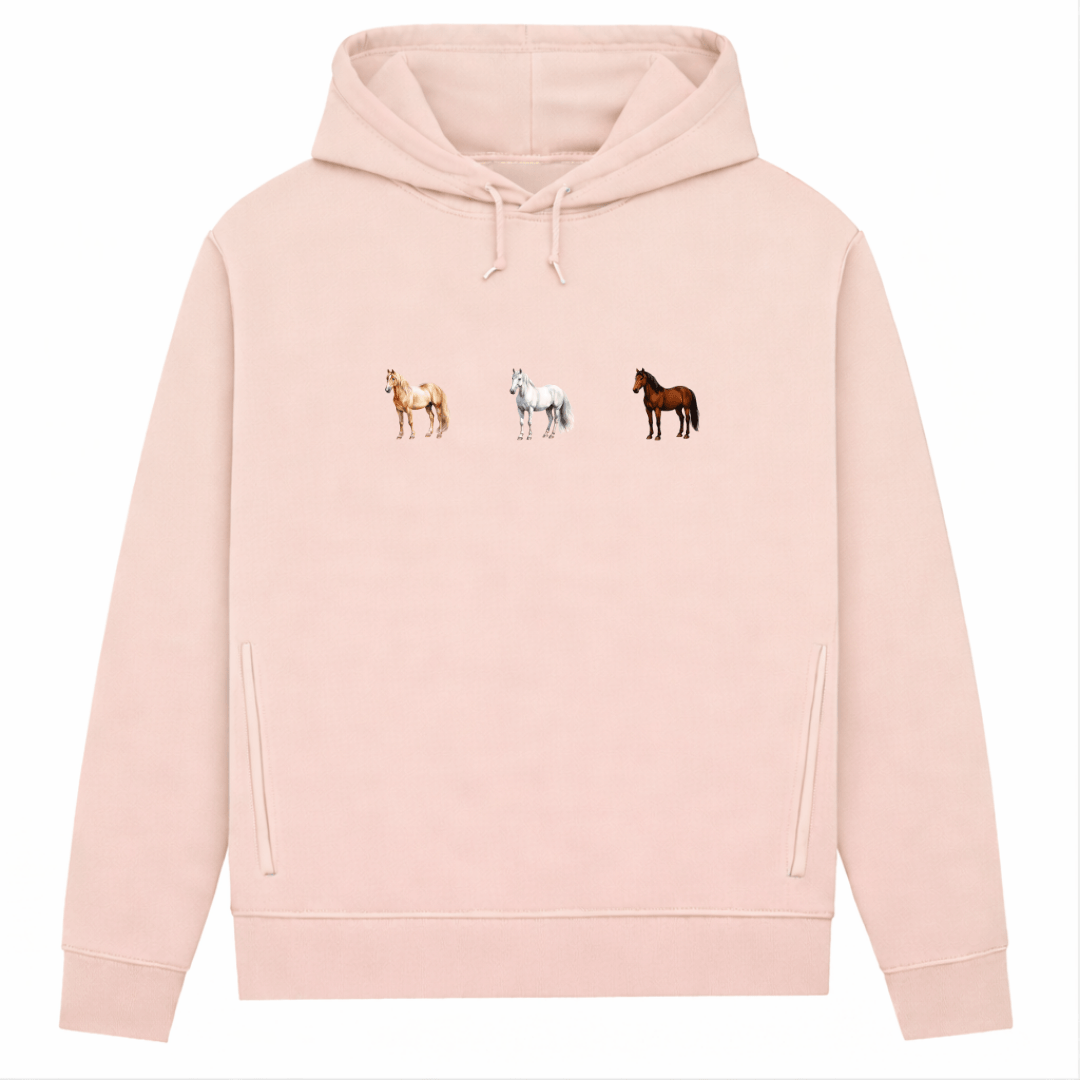 Pferde Trio – Hoodie aus Bio-Baumwolle für Damen