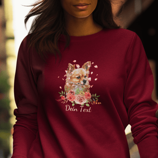 Flower Chihuahua- Bio-Sweatshirt für Damen-Dein Wunschtext