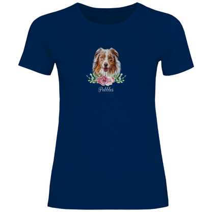 Flower Australian Shepherd - T-Shirt für Damen - Dein Wunschtext