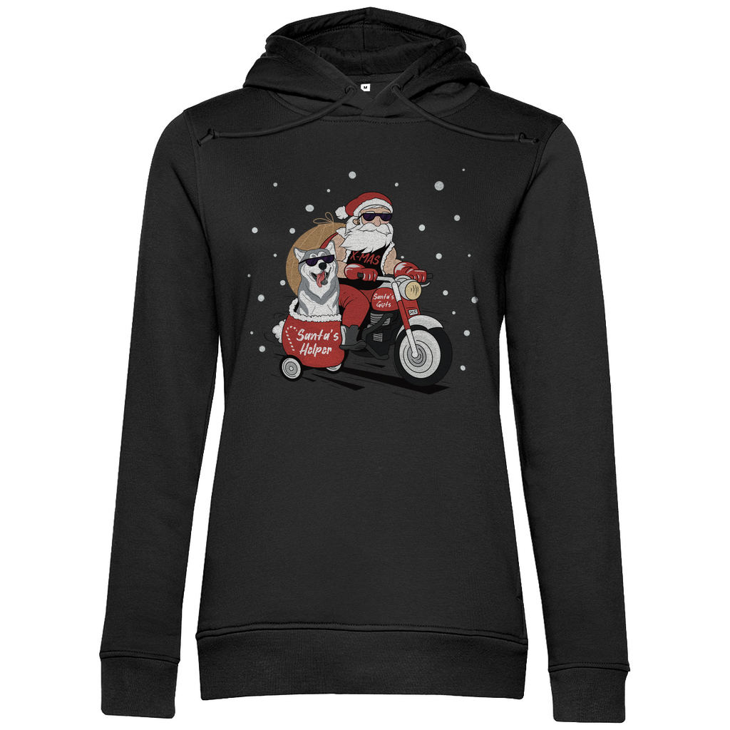 Biker Santa- Bio-Hoodie für Damen-Weihnachten