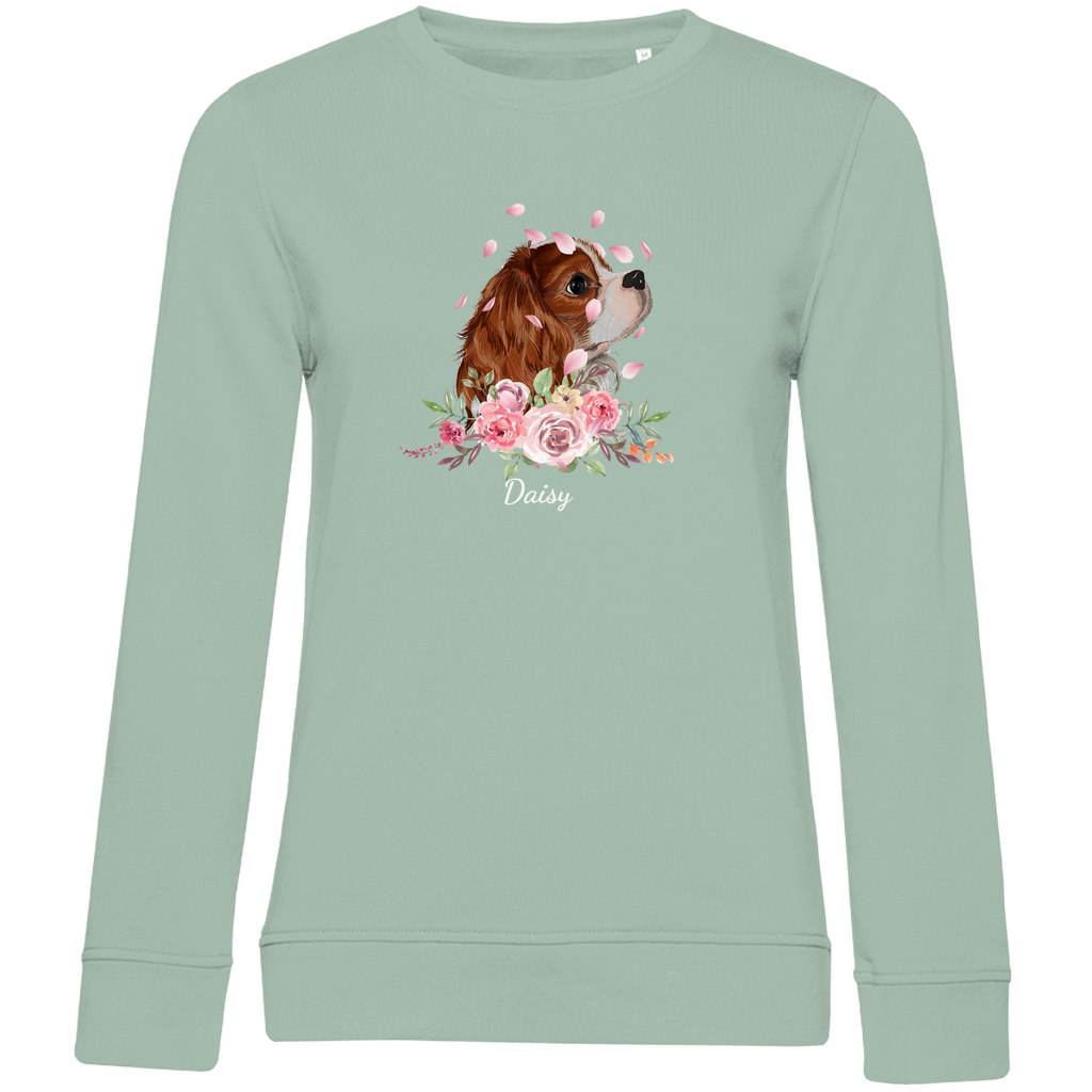 Flower Cavalier King Charles - Bio-Sweatshirt für Damen-Dein Wunschtext