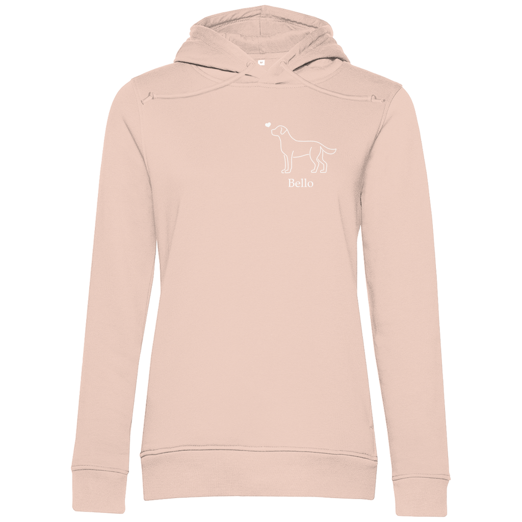 Labrador mit Herz- Bio-Hoodie für Damen-Dein Wunschtext