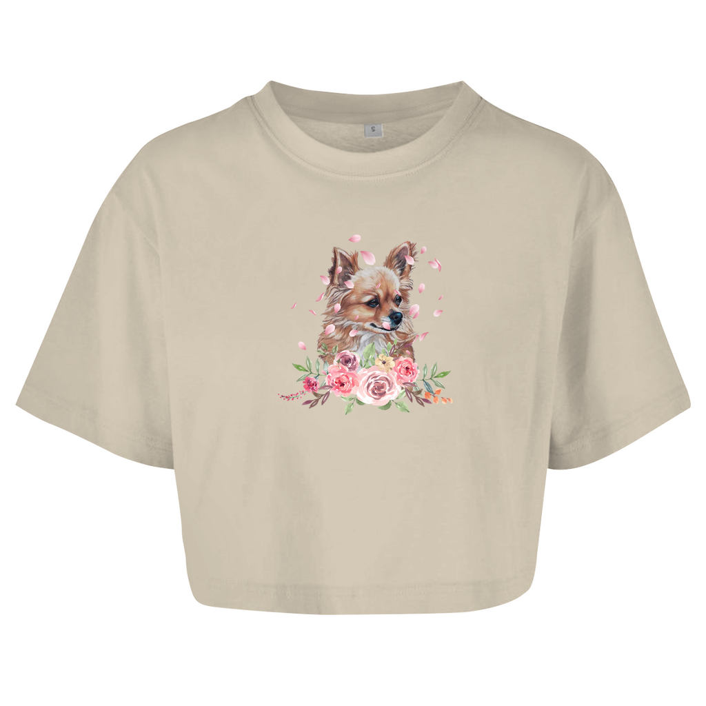 Flower Chihuahua - Oversize Crop Top für Damen