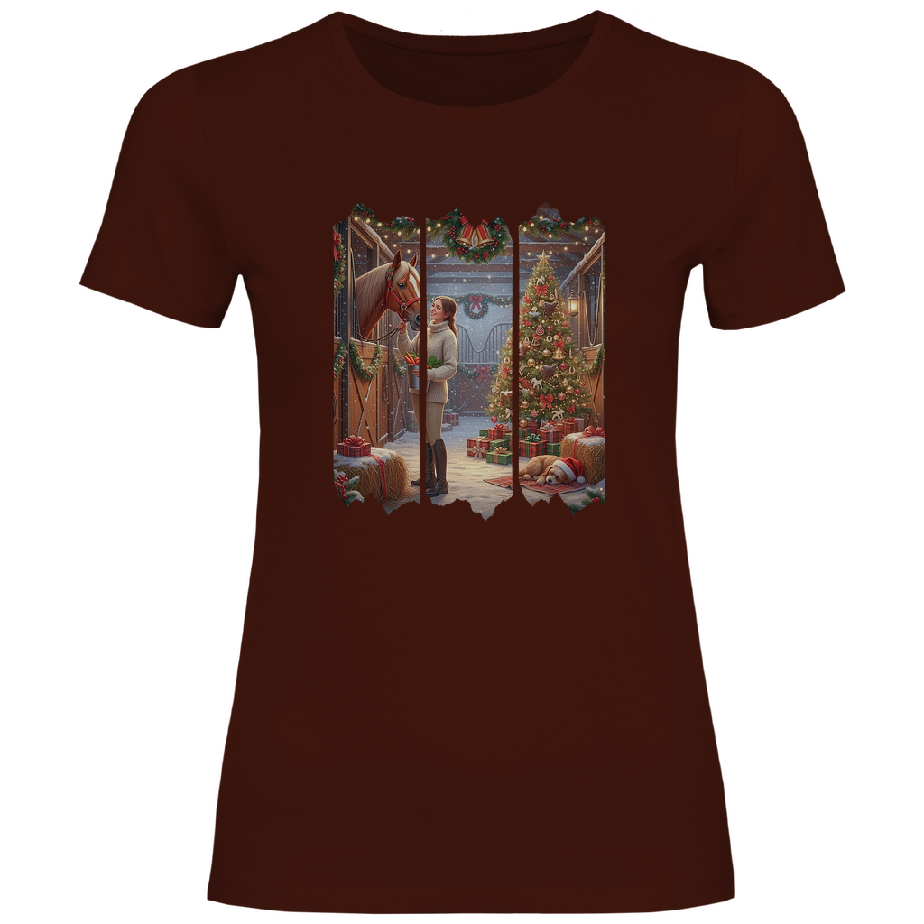 Weihnachtszauber im Stall - T-Shirt für Damen