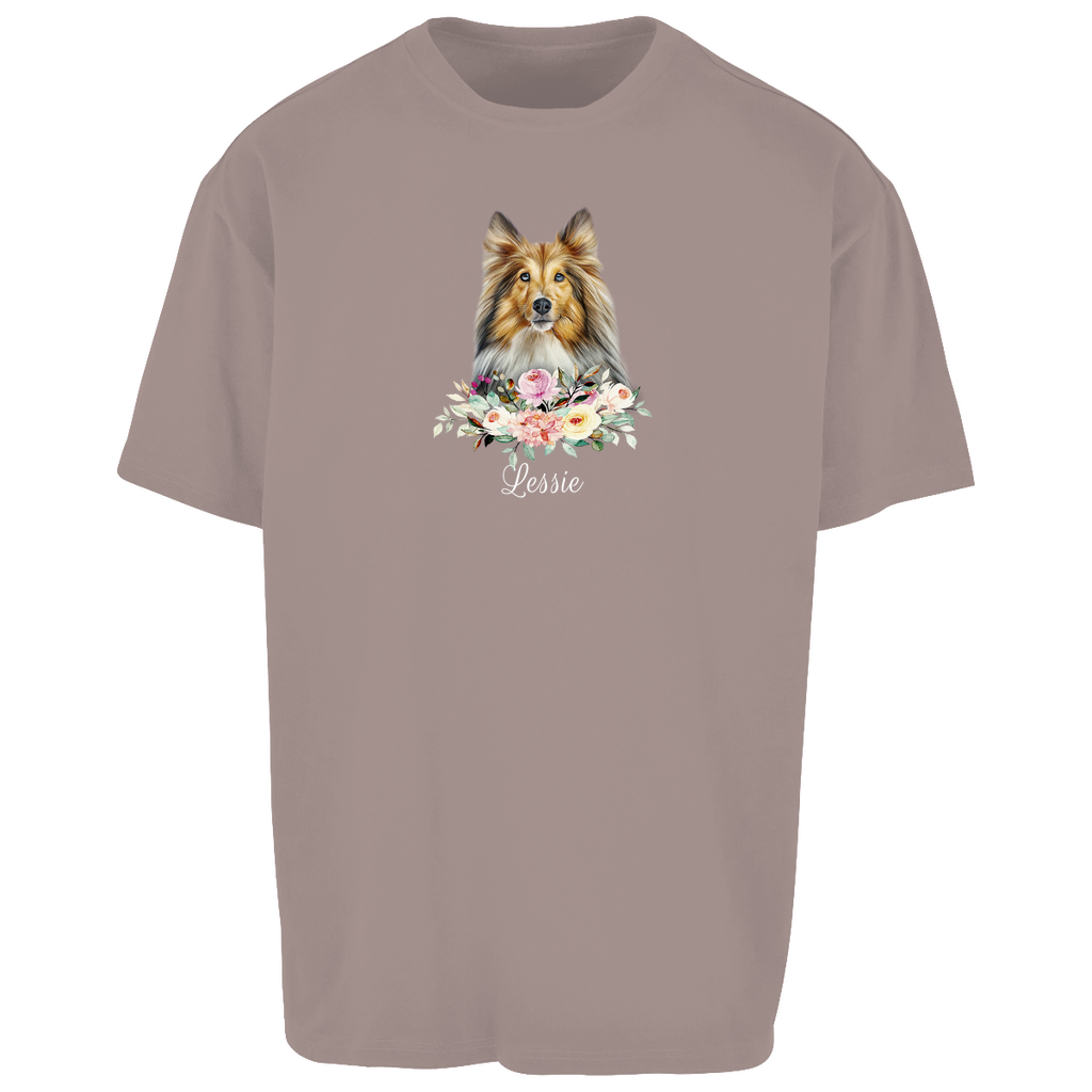 Flower Sheltie - Oversize T-Shirt Unisex - Dein Wunschtext