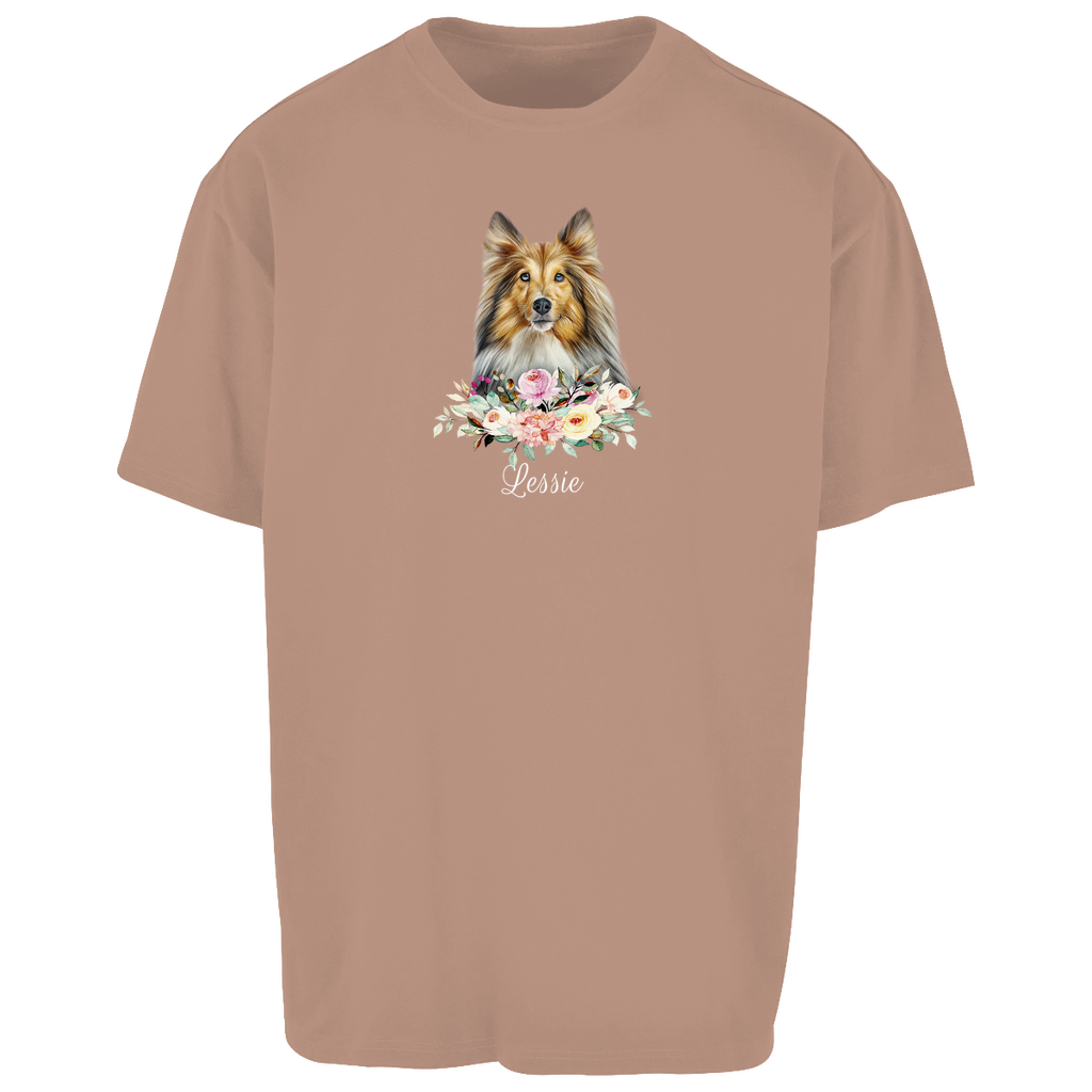 Flower Sheltie - Oversize T-Shirt Unisex - Dein Wunschtext