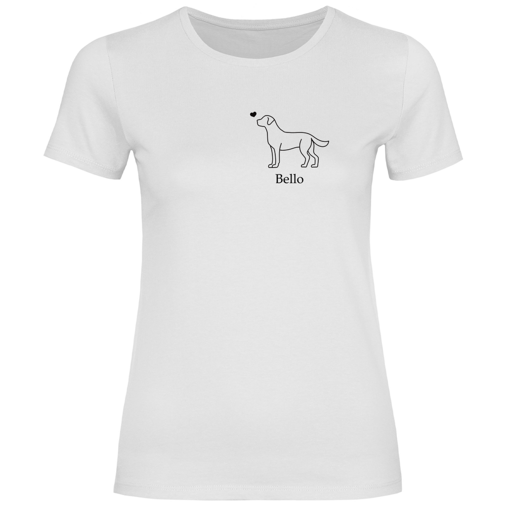 Labrador mit Herz -Damen T-Shirt für Damen - Dein Wunschtext