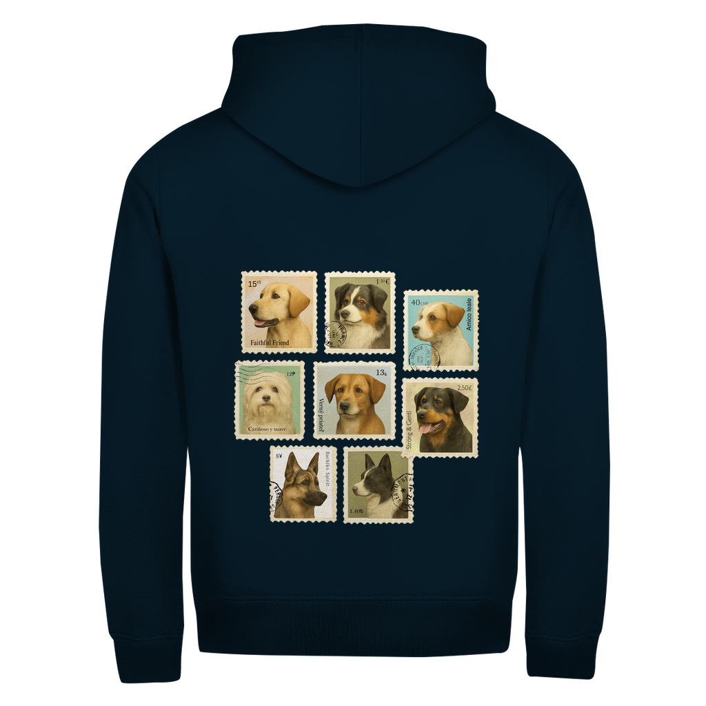 Briefmarken- Zipper-Hoodie Unisex