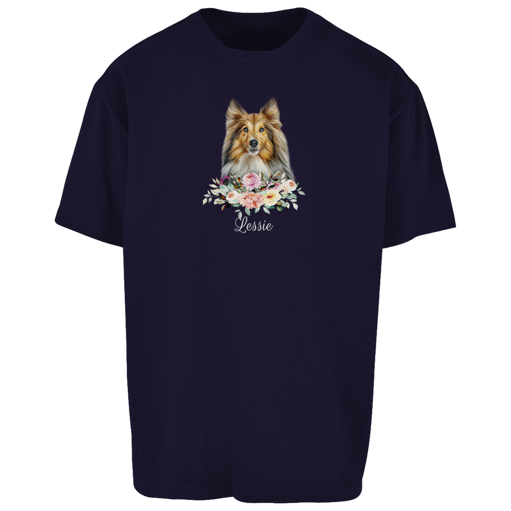 Flower Sheltie - Oversize T-Shirt Unisex - Dein Wunschtext