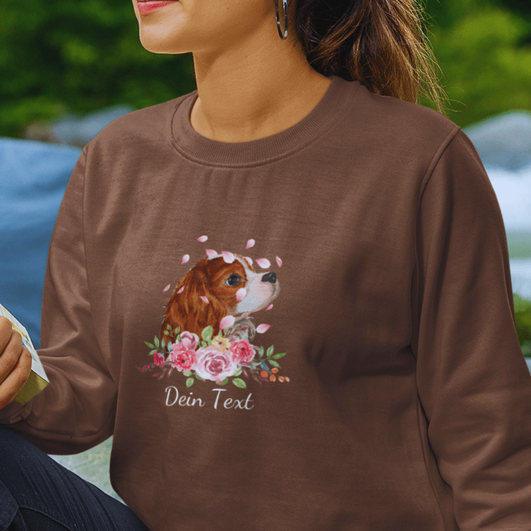 Flower Cavalier King Charles - Bio-Sweatshirt für Damen-Dein Wunschtext