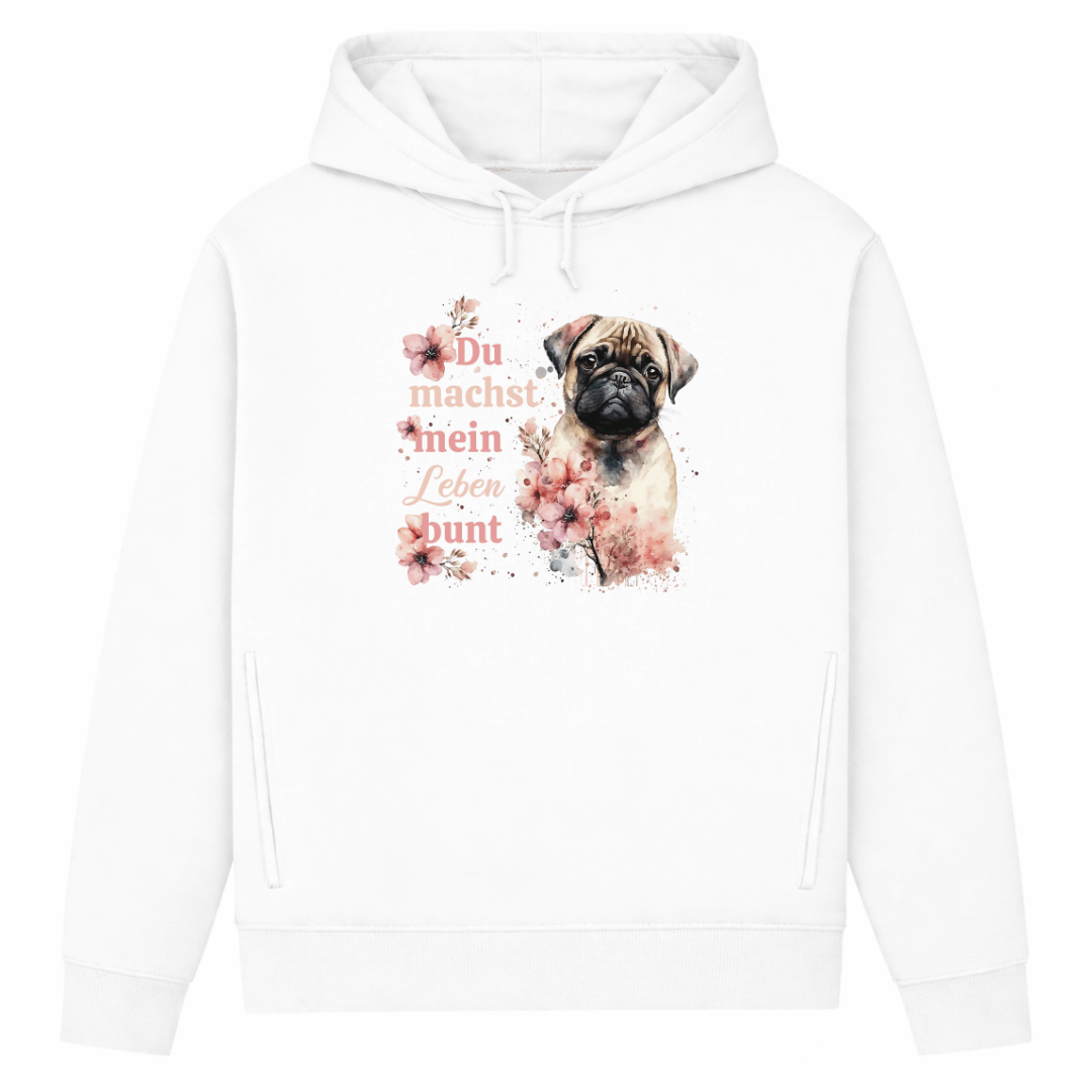 Pastell Mops – Hoodie aus Bio-Baumwolle für Damen