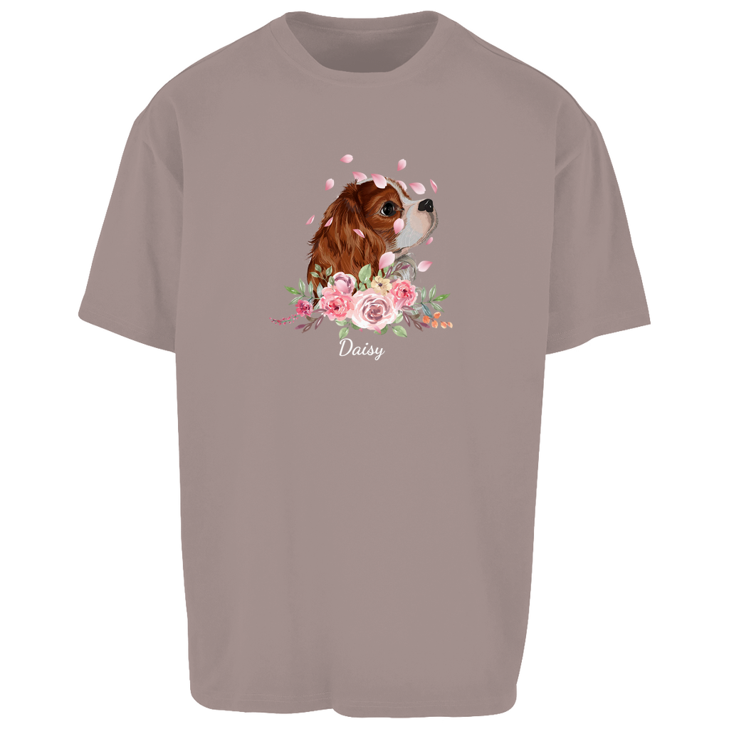 Flower Cavalier King Charles - Oversize T-Shirt Unisex-Dein Wunschtext