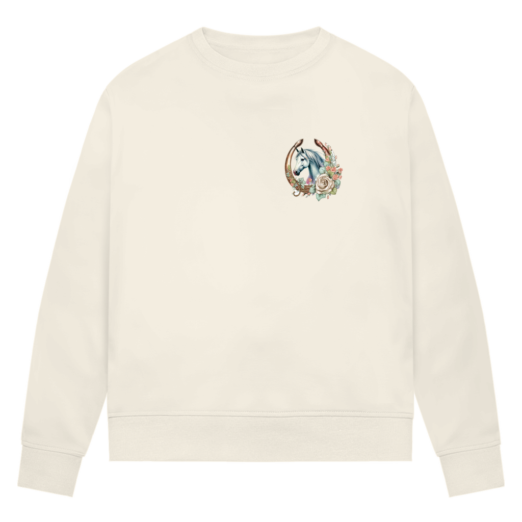 Leidenschaft für Pferde - Bio-Sweatshirt für Damen |Brustmotiv