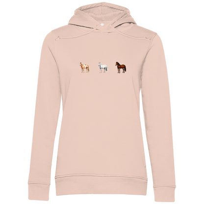 Pferde Trio - Bio-Hoodie für Damen