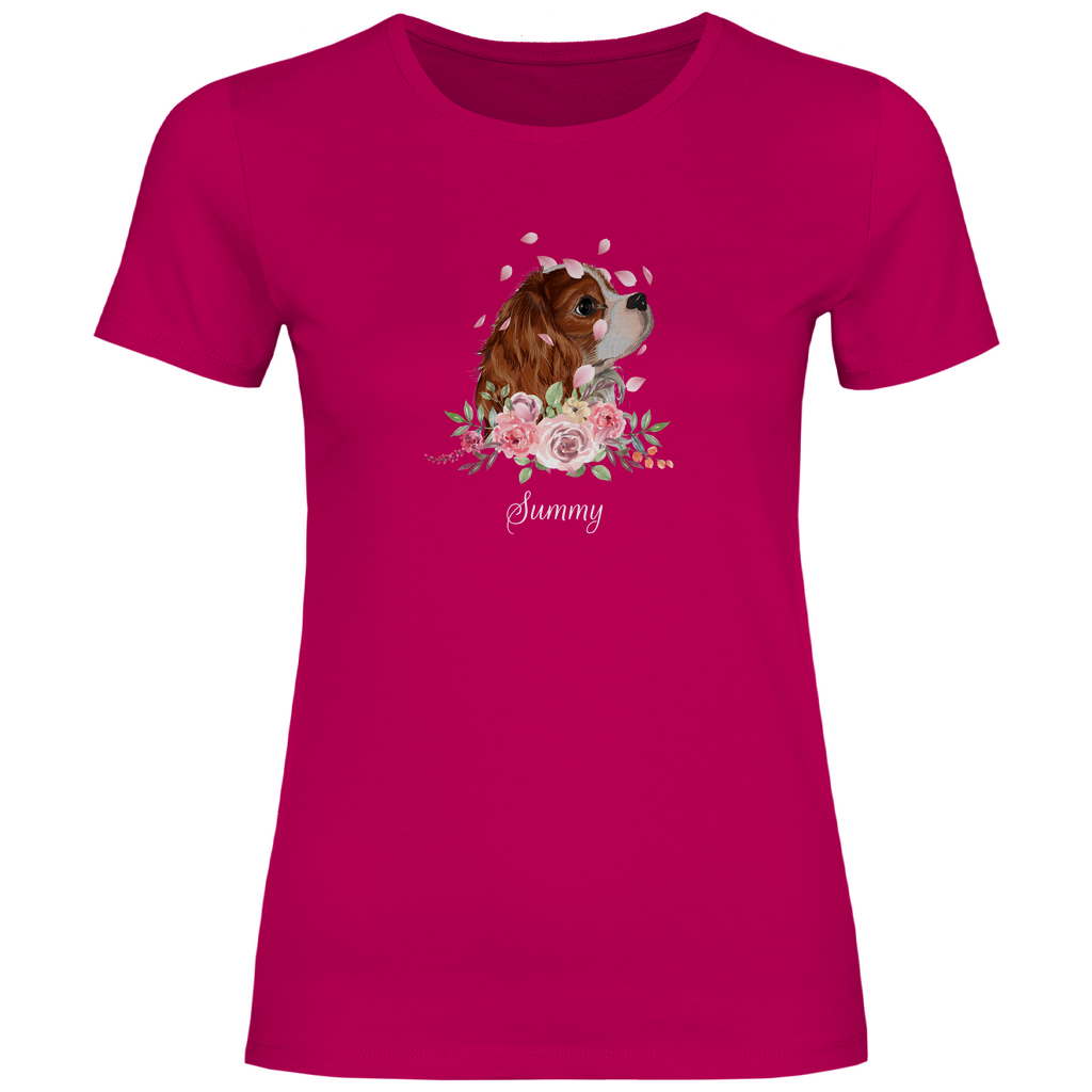 Flower Dog - T-Shirt für Damen - Dein Wunschtext