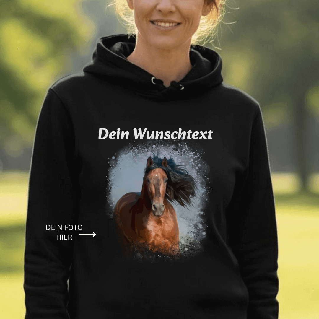 Dein Foto & Dein Text - Bio-Hoodie für Damen