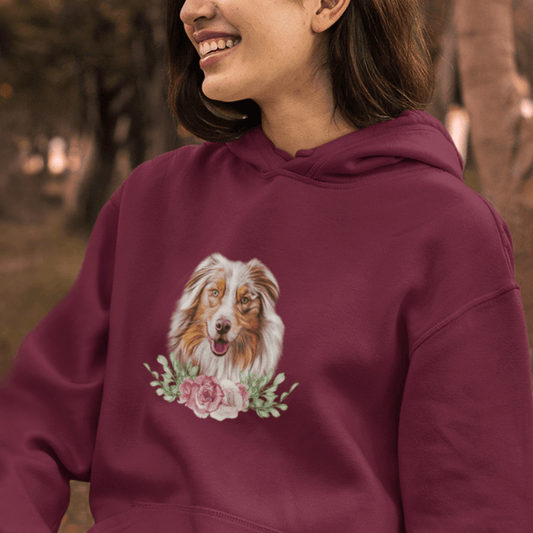 Flower Australian Shepherd - Bio-Hoodie für Damen