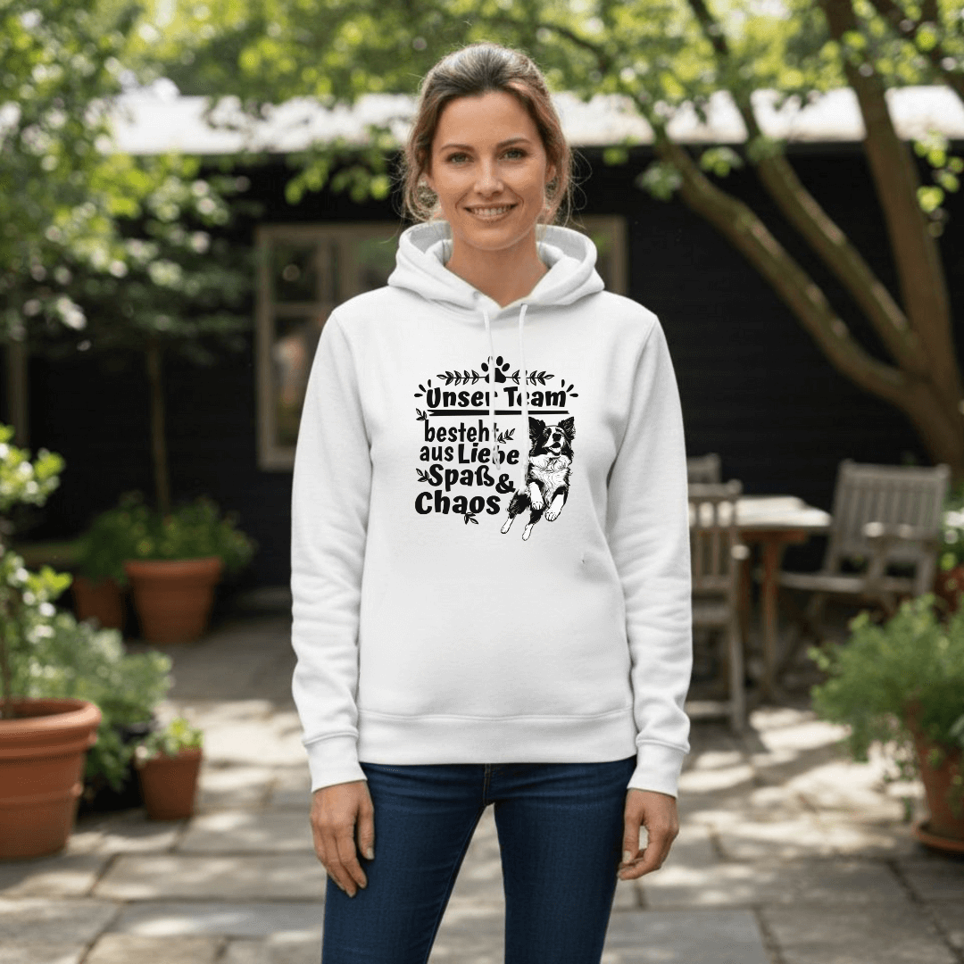 Unser Team– Hoodie aus Bio-Baumwolle für Damen