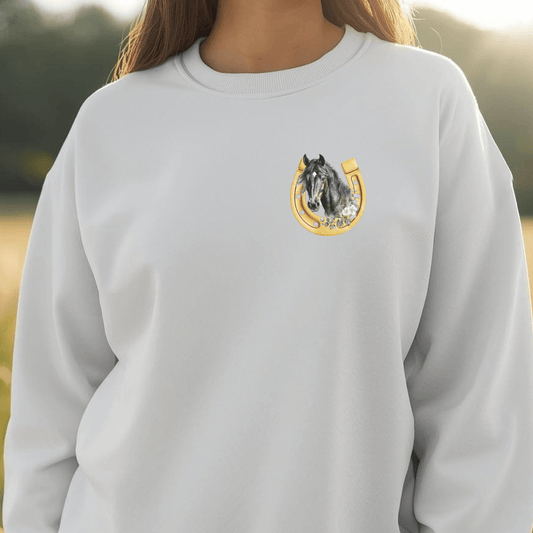 Goldenes Glück - Bio-Sweatshirt für Damen |Brustmotiv