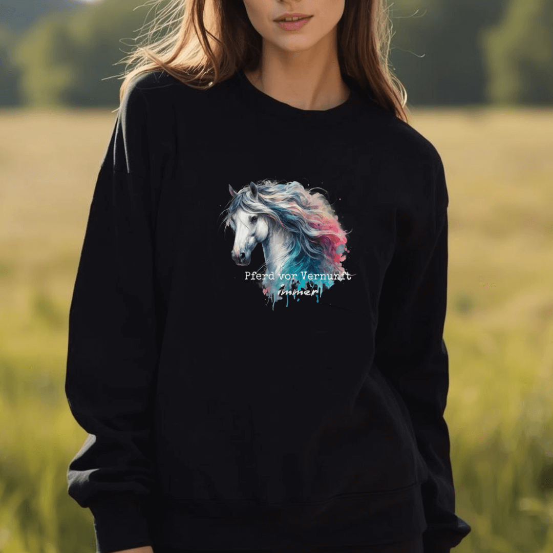 Pferd vor Vernunft - Bio-Sweatshirt für Damen
