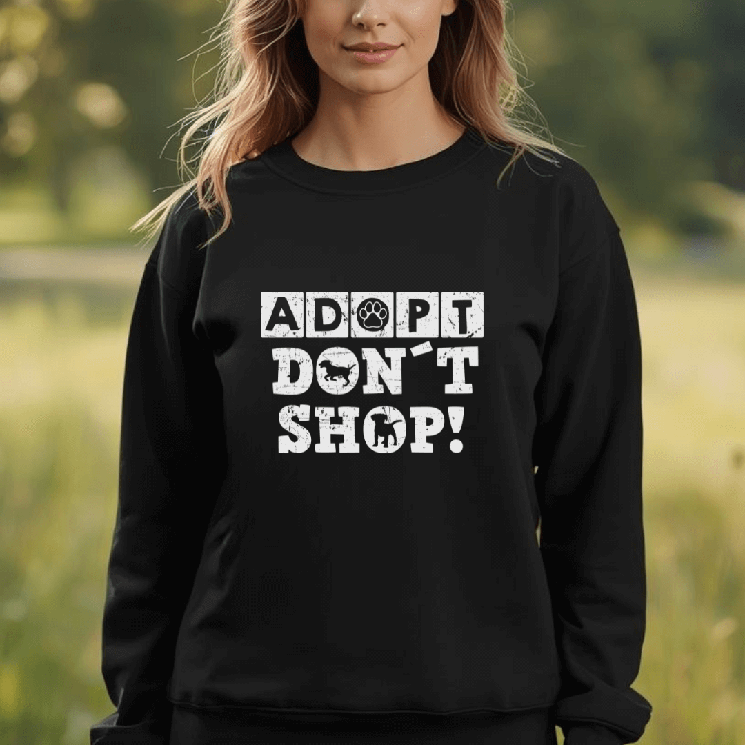 Adopt Don't Shop – Bio-Sweatshirt für Damen