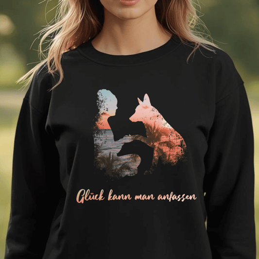 Glück kann man anfassen - Bio-Sweatshirt für Damen