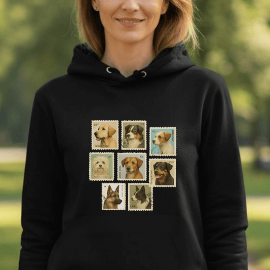 Briefmarken – Hoodie aus Bio-Baumwolle für Damen