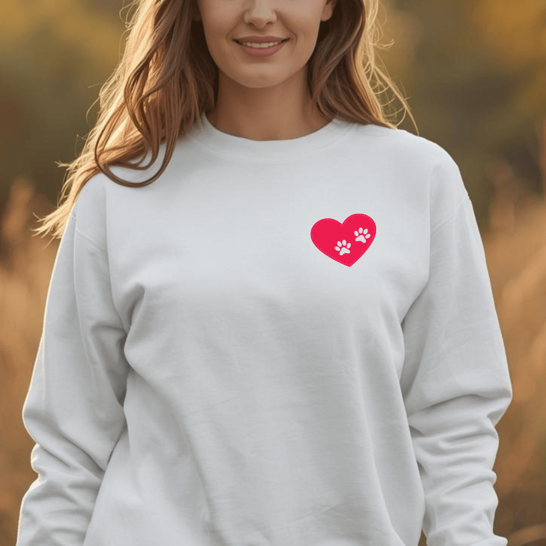 Pfötchen Im Herz - Bio-Sweatshirt für Damen |Brustmotiv