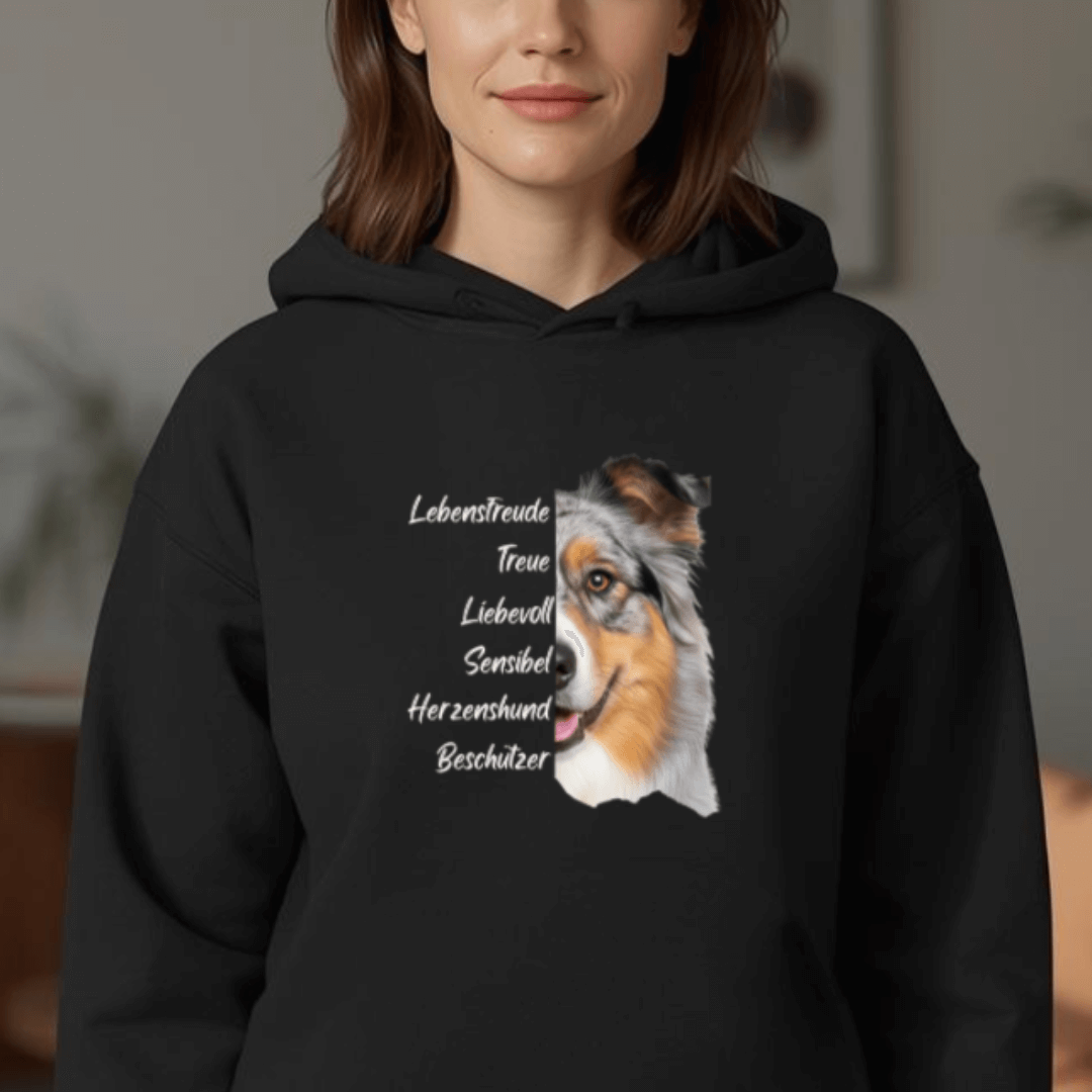 Australian Shepherd – Hoodie aus Bio-Baumwolle für Damen