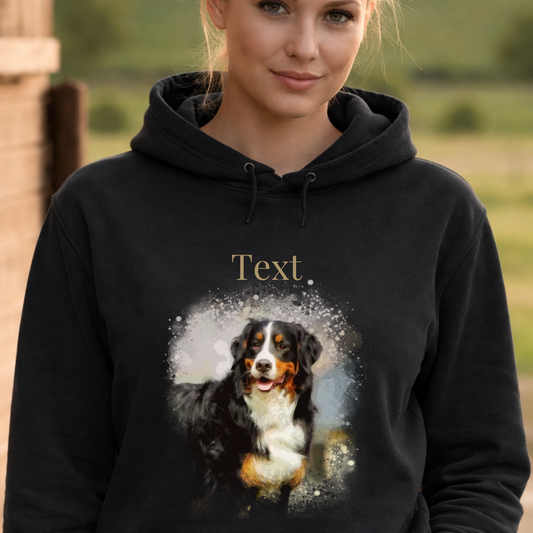 Personalisierter Hoodie für Damen mit Foto – Aquarell Motiv