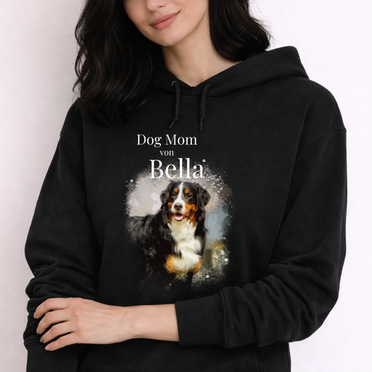 Personalisiertes Dog Mom Hoodie mit deinem Hund | Foto Aquarell Hoodie für Damen