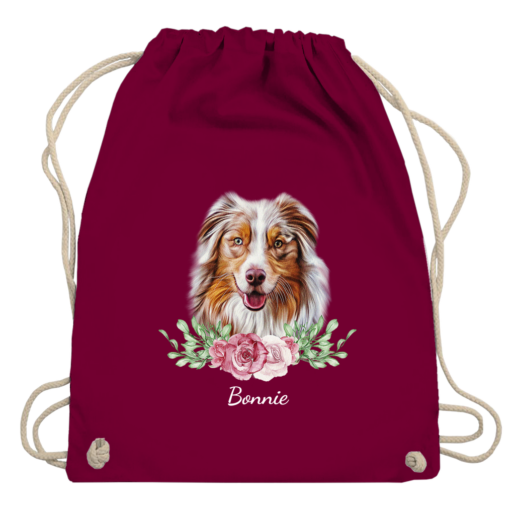 Flower Australian Shepherd - Turnbeutel-Dein Wunschtext