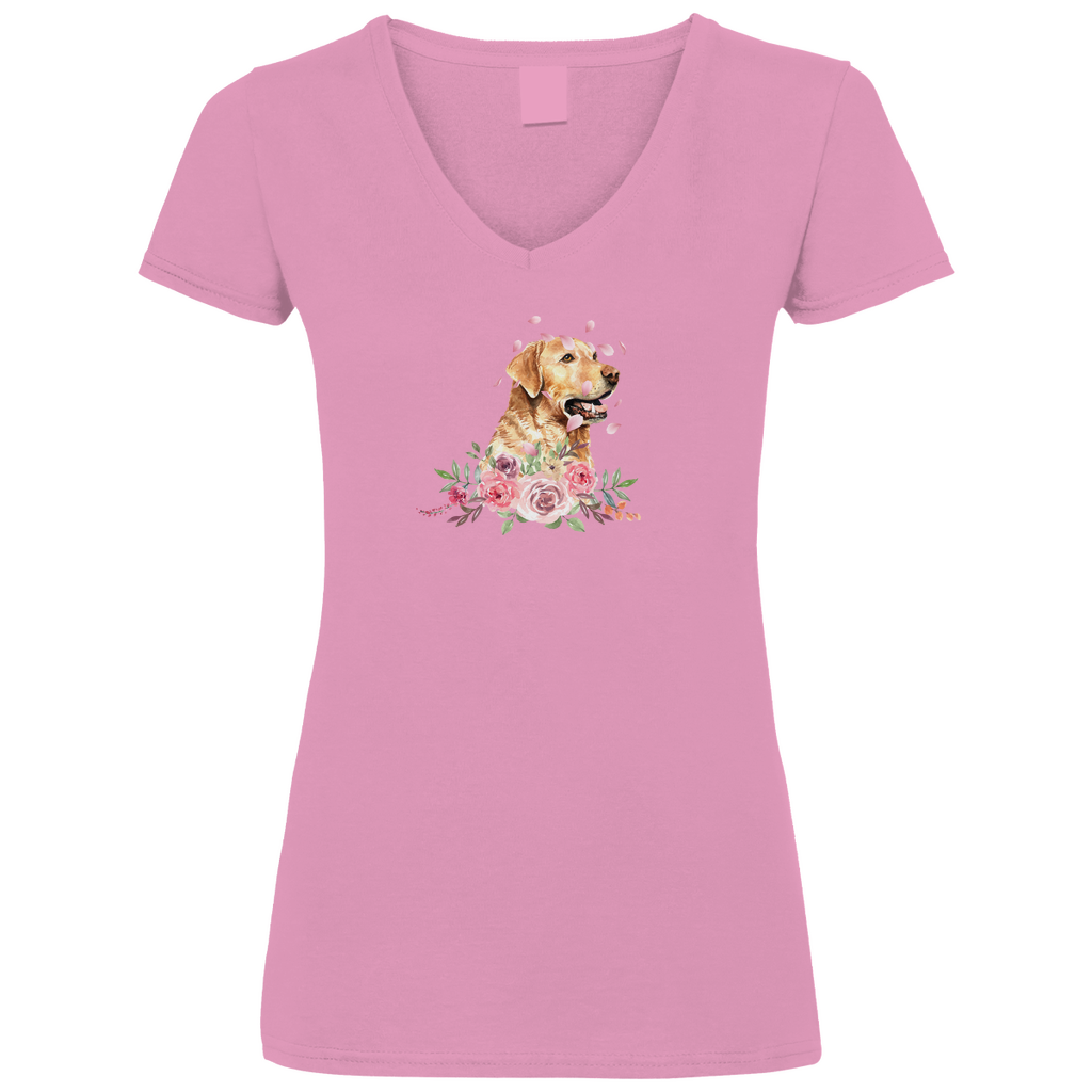 Flower Labrador - V-Shirt für Damen